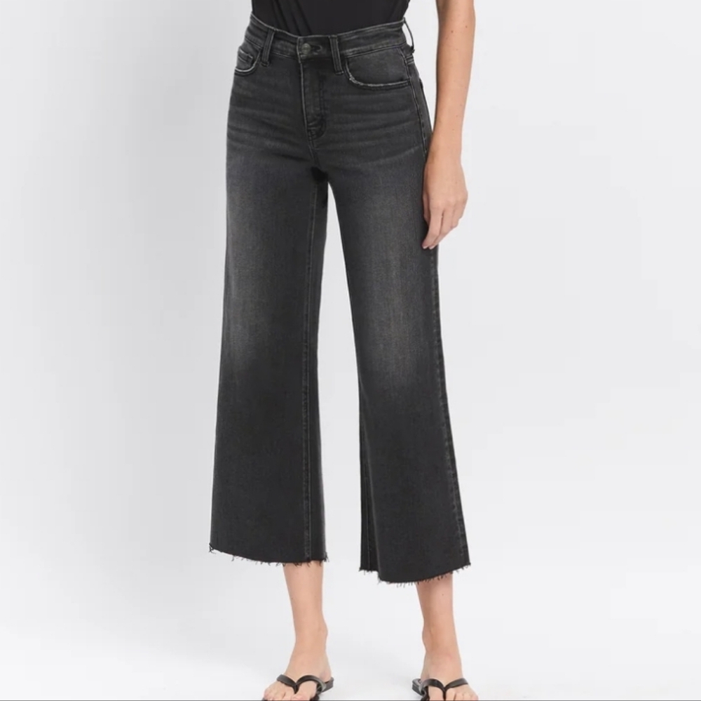 Flying Monkey High-Rise Stretch Buttonfly Raw Hem Cropped Leg Jeans Size 24